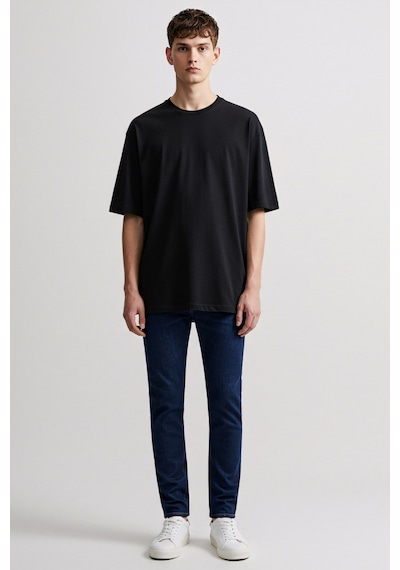 Erkek Oversize Basic Tişört Unisex %100 Pamuk Rahat Kalıp SIYAH
