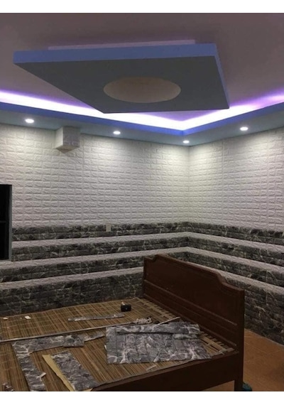 Renkli Duvarlar Nw13 Alaca Gri Kendinden Yapışkanlı 3D Dekoratif Duvar Paneli
