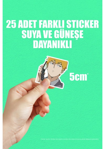 Mob Psycho 100 Anime Telefon Laptop Bullet Journal Yapışkanlı Folyo Sticker Paketi 25 Adet Çok Renkli