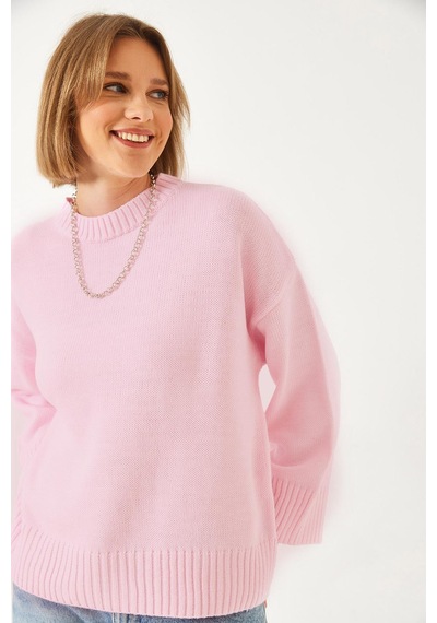 Shade Kadın Oversize Basic Triko Kazak 20247601 - Pembe
