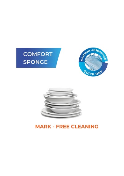 Macromax Comfort Çizmez Bulaşık Süngeri 2'li, Maksimum Emici Hassas Yüzeyler İçin 2li Paket