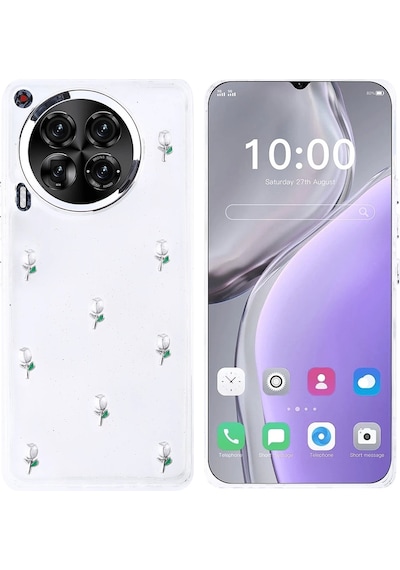 Tecno Camon 30 Kılıf Airbag Tasarımlı Simli Şeffaf Zore Kutup Kapak