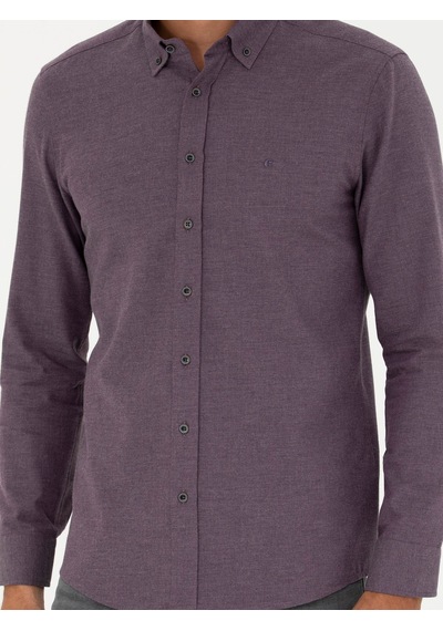 Cacharel Mürdüm Slim Fit Uzun Kollu Gömlek Pembe