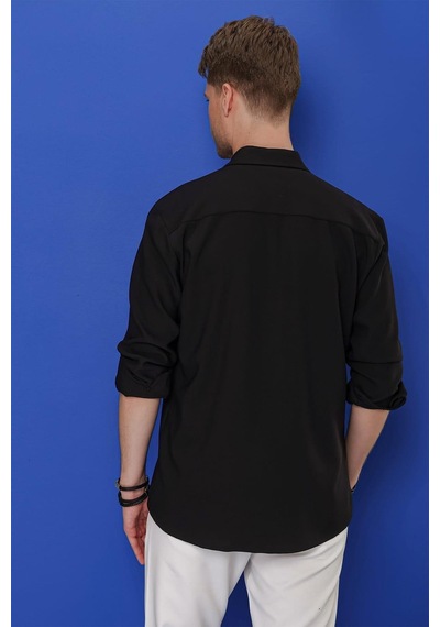 Efor G 1551 Slim Fit Siyah Klasik Gömlek Siyah