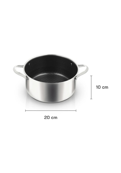 Uniqella Silver Pro Serisi 20cm Derin Tencere 3.3l Cam Kapaklı Çelik