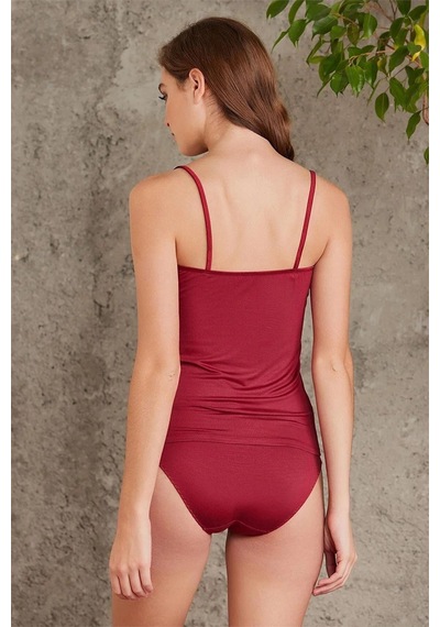 Pierre Cardin 330 Kadın İp Askılı Atlet Külot Takım-bordo Bordo