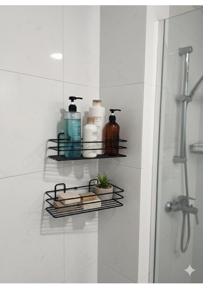 Dikdörtgen Yapışkanlı Banyo Rafı Siyah Diğer