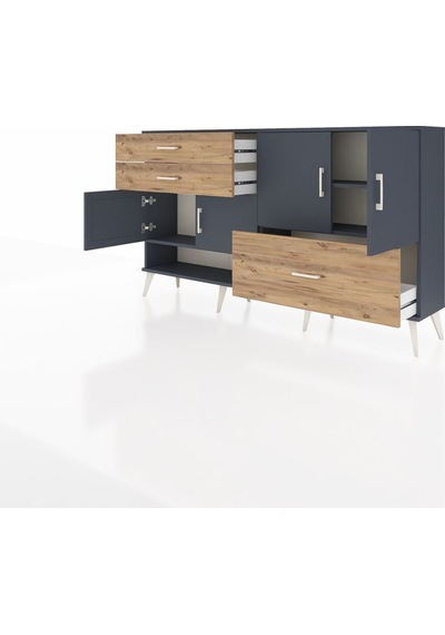 Arges Konsol 3 Raflı 3 Çekmeceli 4 Kapaklı 176x30x99 Antrasit-ant Antrasit-antrasit/çam Arges Konsol 3 Raflı 3 Çekmeceli 4 Kapaklı 176x30x99 Antrasit-ant Antrasit-antrasit/çam
