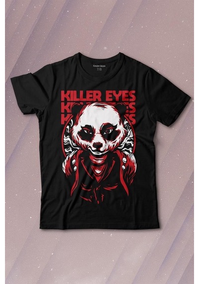 Kendim Seçtim Katil Gözler Killer Eyes Panda Baskılı Tişört Çocuk T-shirt 001