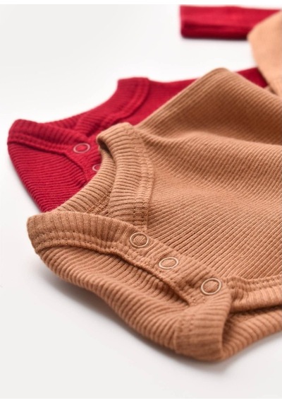 Rebebe Babycosy Modal 2 Li Uzun Kollu Bebek Badi - Bebek Body - Csym1131 (544737691) Kahverengi - Kırmızı