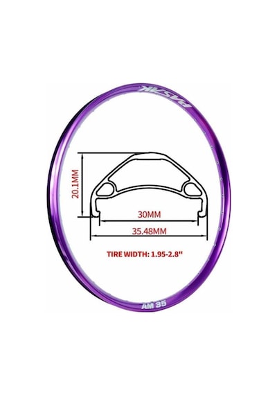 Pasak Am35 Jant Çemberi 26''jant 32 Delik Mor 35mm 32 Delik Xc-fr-am-dh-enduro Jant Çemberi