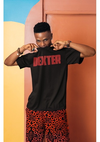 Dexter Dizi Sırt Baskılı Unisex Oversize Tişört Siyah