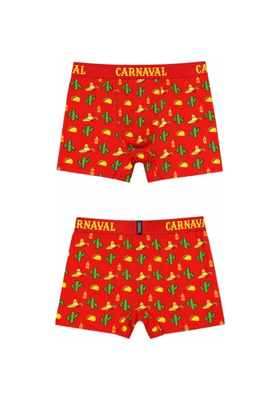 Carnaval Socks Texas Desenli Erkek Boxer Pamuklu Likralı Parlak Lastikli Kutulu Kırmızı Çoklu