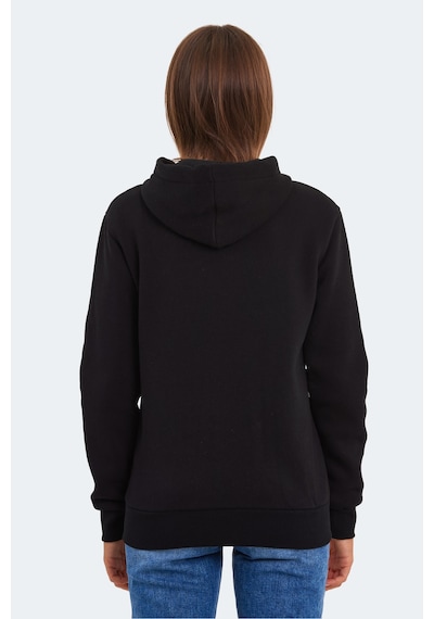 Slazenger Katya Kadın Fermuarlı Kapüşonlu Cepli Siyah Sweatshirt Siyah