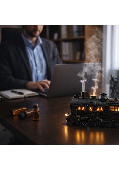 Premium Tren Tasarımlı Ultrasonik Aroma Difüzör Led Işıklı, Zamanlayıcılı, Hava Nemlendirici
