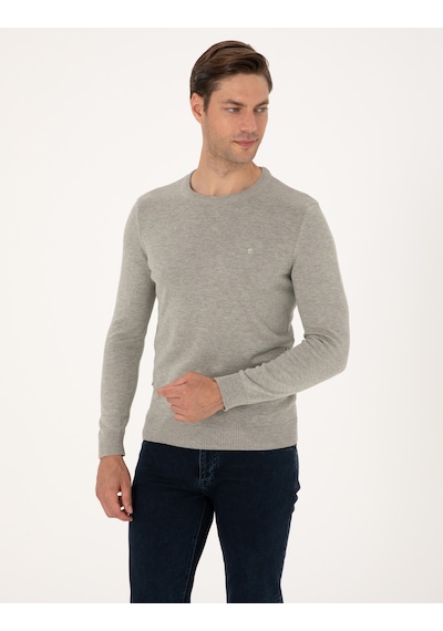 Pierre Cardin Erkek Açık Gri Melanj Kazak /triko 50315509-vr091 Açık Gri Melanj