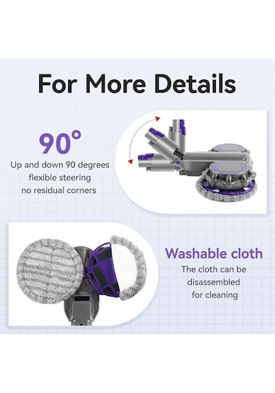 Valkyrie Dyson V7 Uyumlu v8/v10/v11/v15 Uyumlu 6 Paspaslı Paspas Başlığı Su Püskürtmeli Mop Başlık