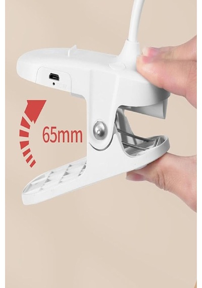Şarjlı Usb Li Dokunmatik 3 Modlu Klipsli Mandallı Led Okuma Lambası 360 Esnek Beyaz Göz Koruma Beyaz