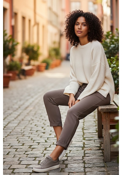 Sy & Black Kadın Çelik Örgü Beli Lastikli Ve Bağcıklı Geniş Beden Aralıklı Jogger Pantolon 25p-03 Vizon Vizon
