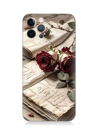 Apple Uyumlu iPhone 12 Pro Uyumlu Mektup Ve Güller Desenli Silikon Kılıf -