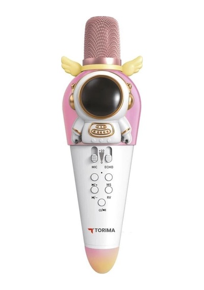 Özel Seri Torima Kıdmıc01 Beyaz Astronot Figürlü Karaoke Mikrofon 5w Hoparlör Sistemi Şarkı