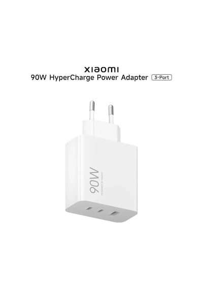 Xiaomi 90W HyperCharge Power Adapter (3-Port) EU 2× USB-C + 1× USB-A Hızlı Şarj Adaptörü