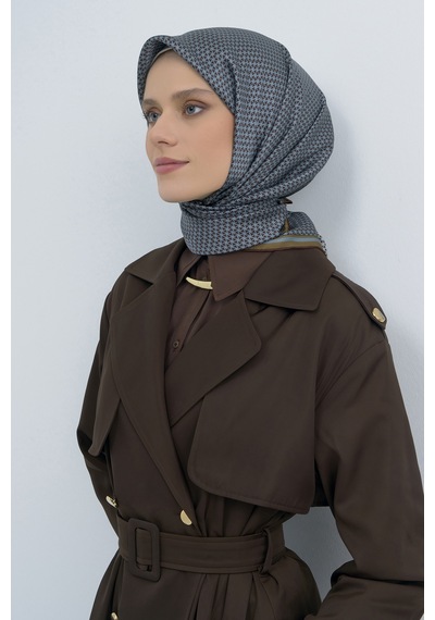 Armine Saf İpek Sura Eşarp-2026 İlkbahar-yaz- 952800d Kahve-mavi