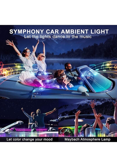 Araç Içi Ambiyans Aydınlatma Sistemi 18 In 1 Rgb Led Bluetooth Destekli - Müzik Ve Ses Duyarlı