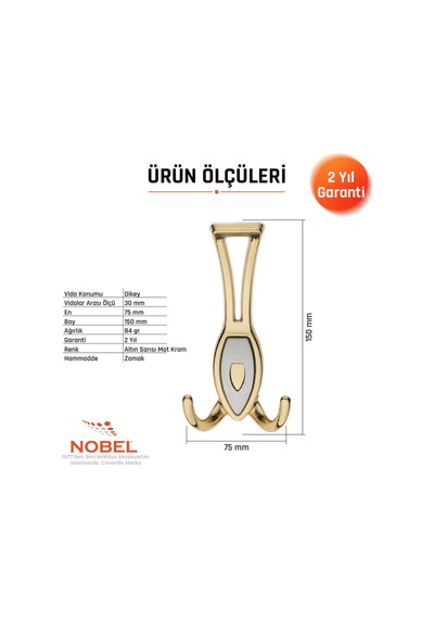 Zepli N Portmanto Askısı, Metal Vestiyer Askısı, Altin Matkrom, Duvar Ve Dolap Askılığı 5'li Set Vidalı Altın