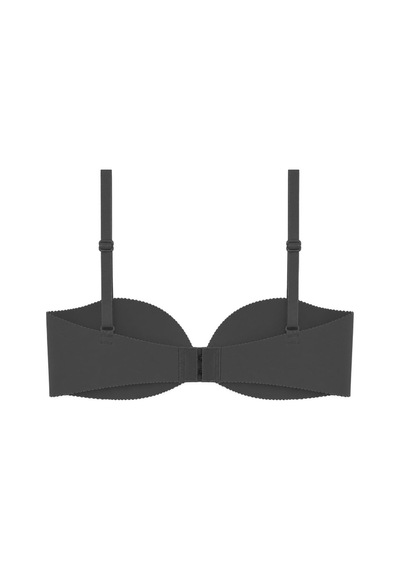 Cottonill Seamless Bra - Serina Siyah Balenli Lazer Kesim Yarım Dolgulu Push Up Straplez Kadın Sütyen