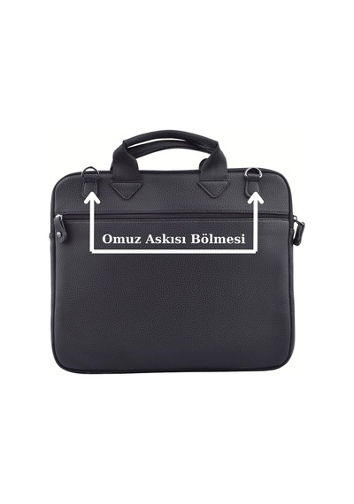 Unisex 13.3" İnç Deri Evrak El Ve Omuz Çantası 8683255013364 Siyah
