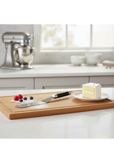 32 Cm Siyah Çelik Pasta Sıvama Spatulası - Profesyonel Krema, Ganaj Ve Hamur Spatulası Diğer