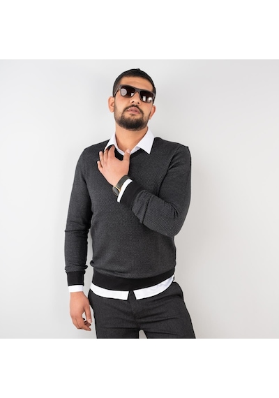 San&Fa Erkek V Yaka Slimfit Triko Kazak