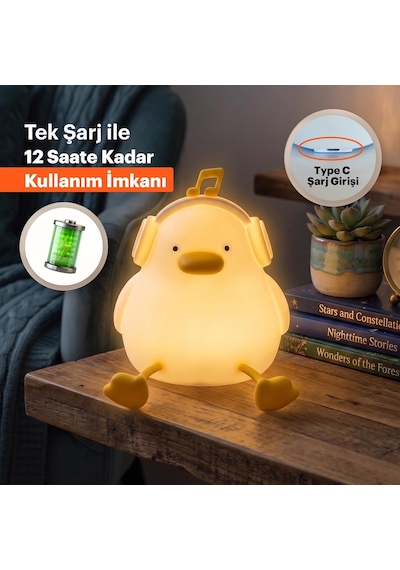 Silikon Gece Lambası, Led Yumuşak Sevimli Ördek Lamba, Çocuklar İçin Kısılabilir Gece Lambası, Diğer