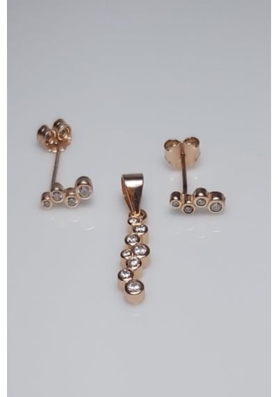 925 Ayar Rose Zincirsiz Su Yolu Ikili Gümüş Set