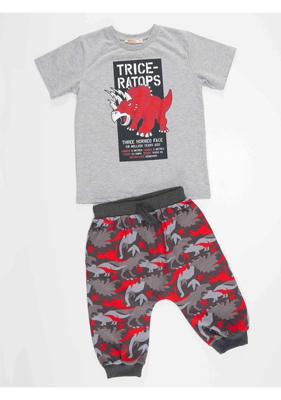 Denokids Mshb&g Triceratops Erkek Çocuk T-shirt Kapri Takım Çok Renkli