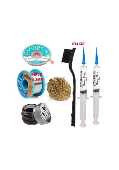 Mechanic Lehim Teli 0,3mm 40gr Havya Uc Temizleyici Rslasm Flux Ve Cp-3515 Lehim Emme Teli Seti1 St09