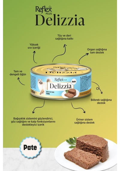 Reflex Plus Delizzia / Kıyılmış Ton Balıklı Yetişkin Kedi Maması 85g X 12 Adet