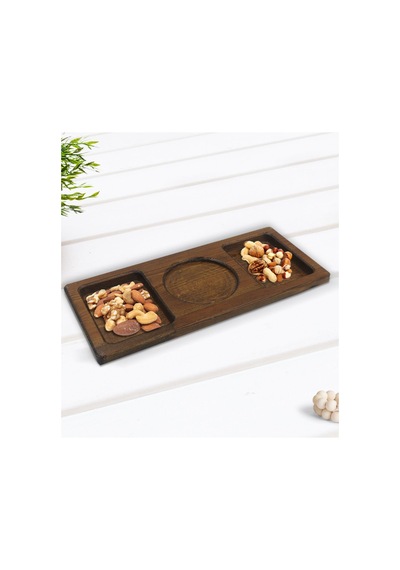 Bk Gift Doğal Masif Ahşap Dikdörtgen Sunum Tabağı Çerezlik