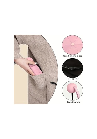Eleven Markets 6 Telli Mini Cep Boy Kapsullü Şemsiye -pembe Pembe