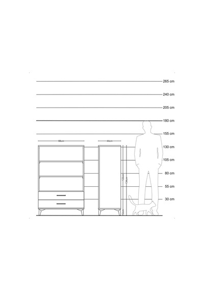 Hyperion Dolap 3 Raflı 2 Çekmeceli 88x44x134 Antrasit-antrasit Antrasit