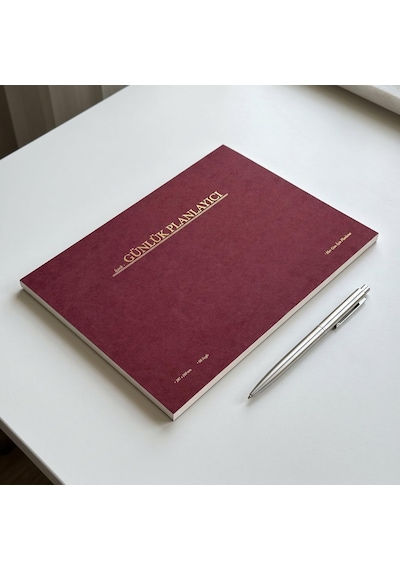 /paperto. Tarihsiz Günlük Planlayıcı, 29,7 21 Cm, 60 Yaprak, 110 Gr Ivory Kağıt, Bordo Kapak,