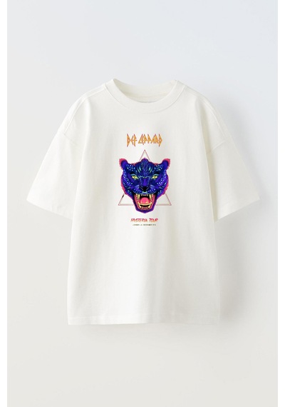 Thewert Unisex Def Leppard Tribute Poster Tasarım Baskılı Pamuk Beyaz Oversize T-shirt