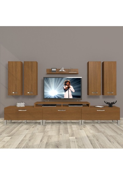 Decoraktiv Ekoflex 8d Slm Krom Ayaklı Tv Ünitesi Tv Sehpası Ceviz