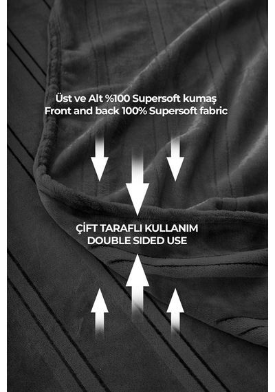 Evlen Home Mayer Supersoft Yumuşak Tek Kişilik Battaniye Yatak Örtüsü 150x230 Cm Antrasit Antrasit