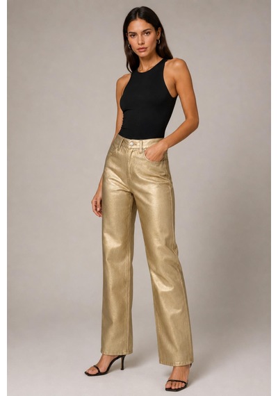 Alexandergardi Metalik Görünümlü Wide Leg Pantolon Altın