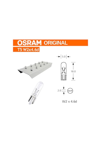 12v T5 1.2w Dipsiz Gösterge Ampulü 10 Adet Osram 2721 10x