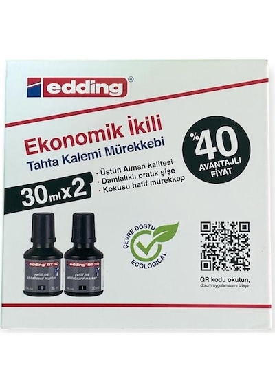 Edding Tahta Kalemi Mürekkebi 30ml 2'li Siyah Bt30 Diğer