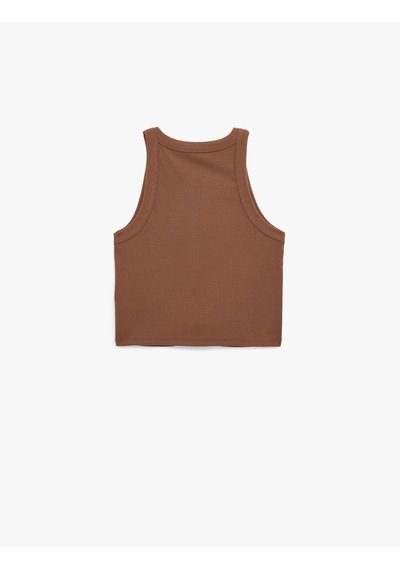 Koton Slim Fit Kolsuz Halter Yaka Bluz Kahverengi 6sal30048ık Kahve