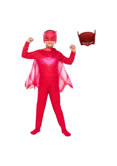 Sedirli Pija Maskeliler Owlette Kırmızı Baykuş Kız 2 Maske Pelerin Kostüm Çok Renkli